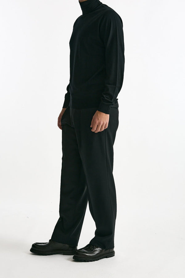 Pantalone in misto lana stretch nero men Santaniello