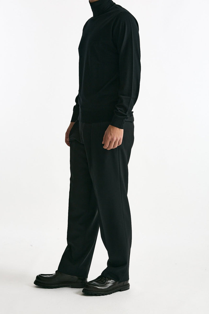 Pantalone in misto lana stretch nero men Santaniello - 1
