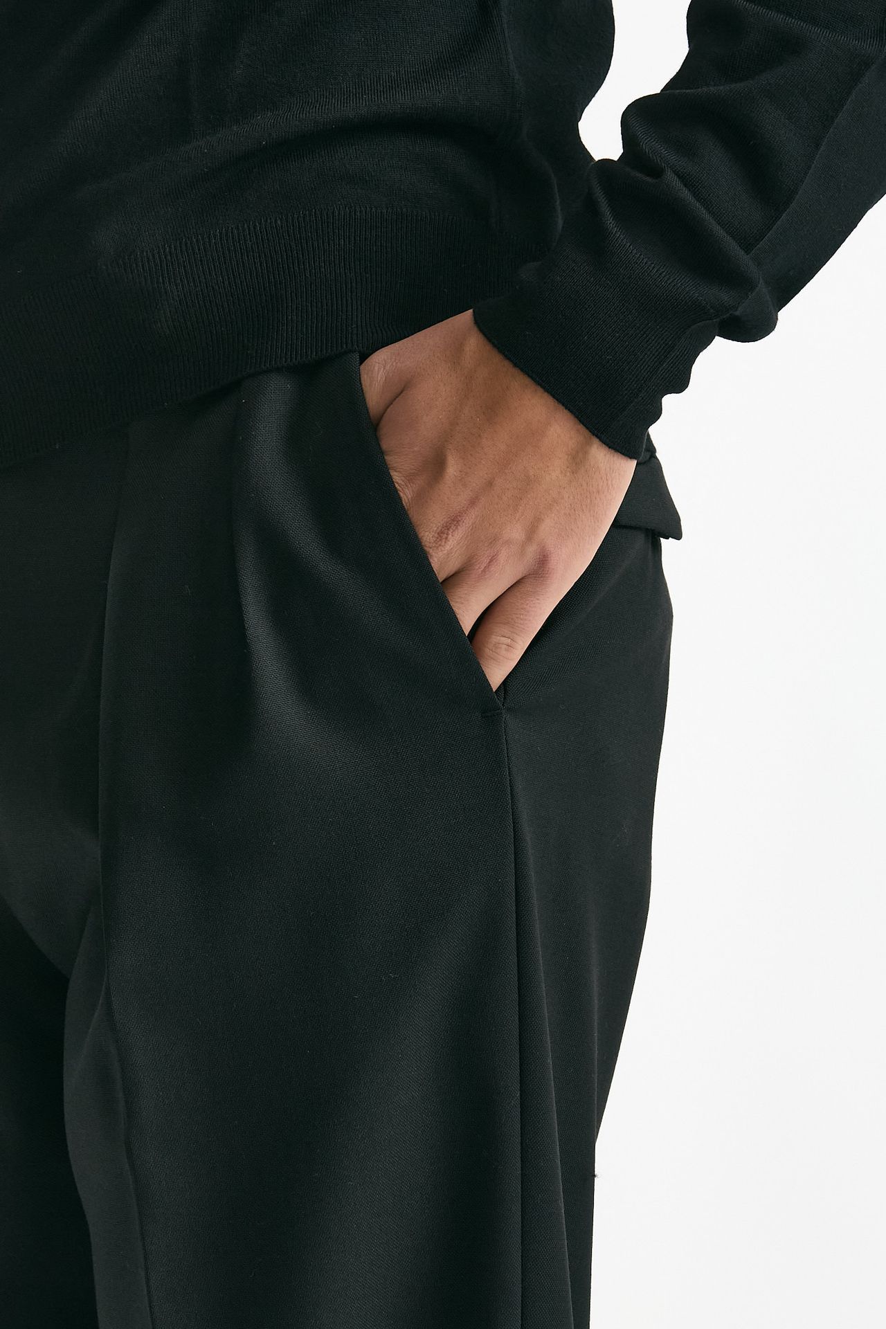 Pantalone in misto lana stretch nero men Santaniello - 5