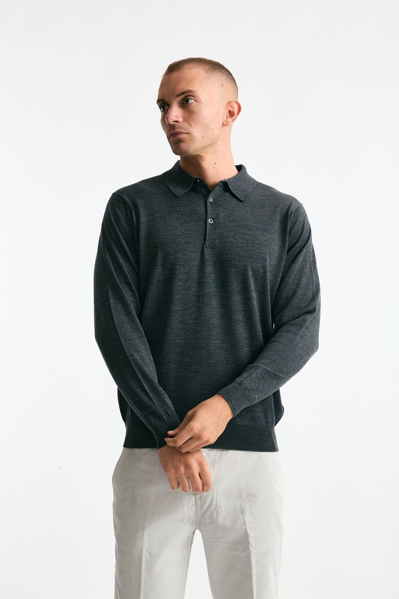 Polo KNOLL in lana grigio men John smedley - 1