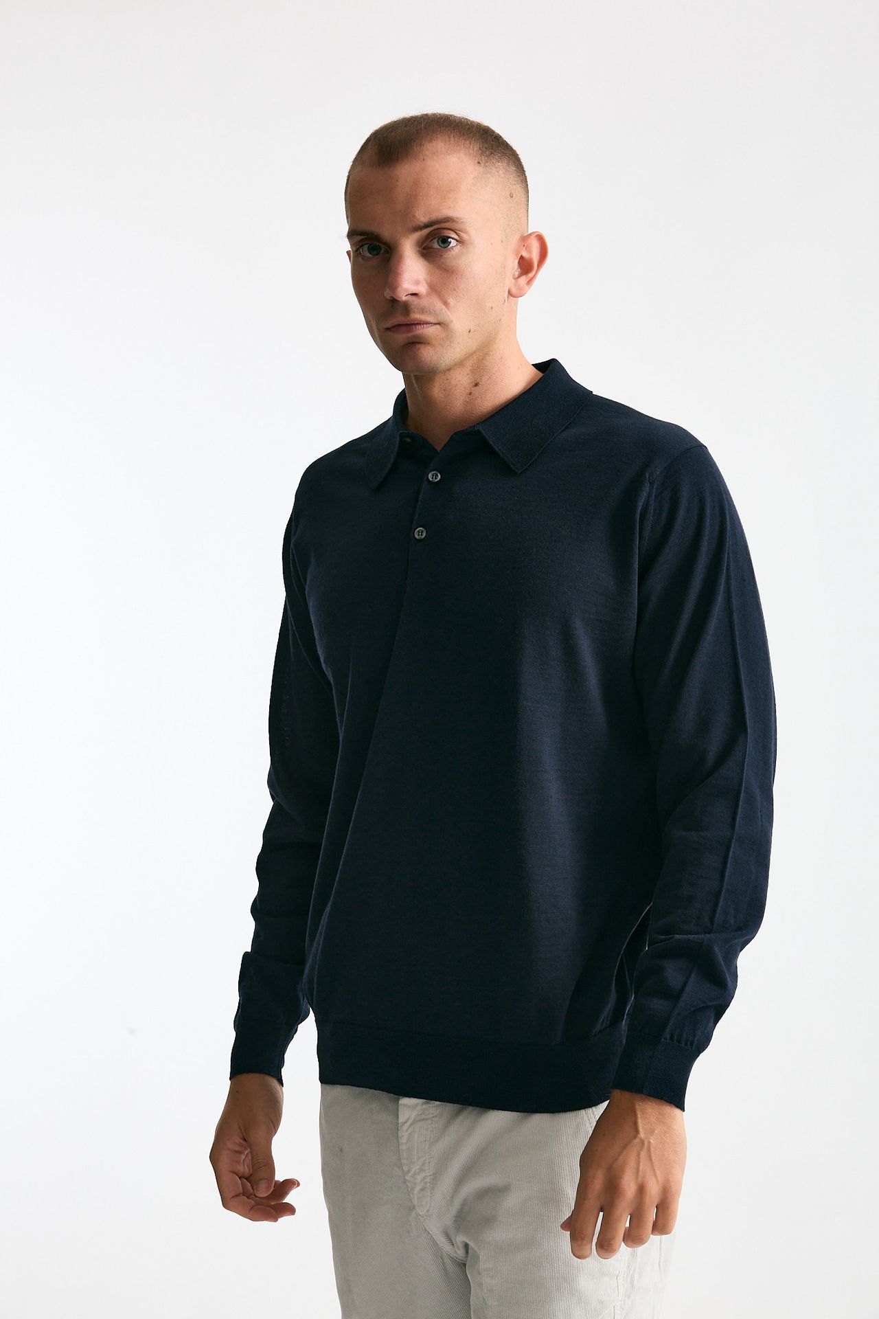 Polo KNOLL in lana blu men John smedley - 1