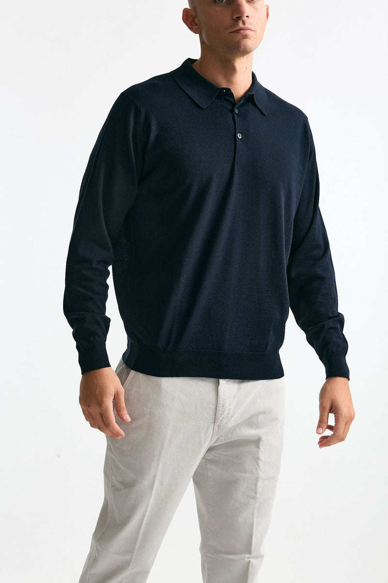 Polo KNOLL in lana blu men John smedley - 4