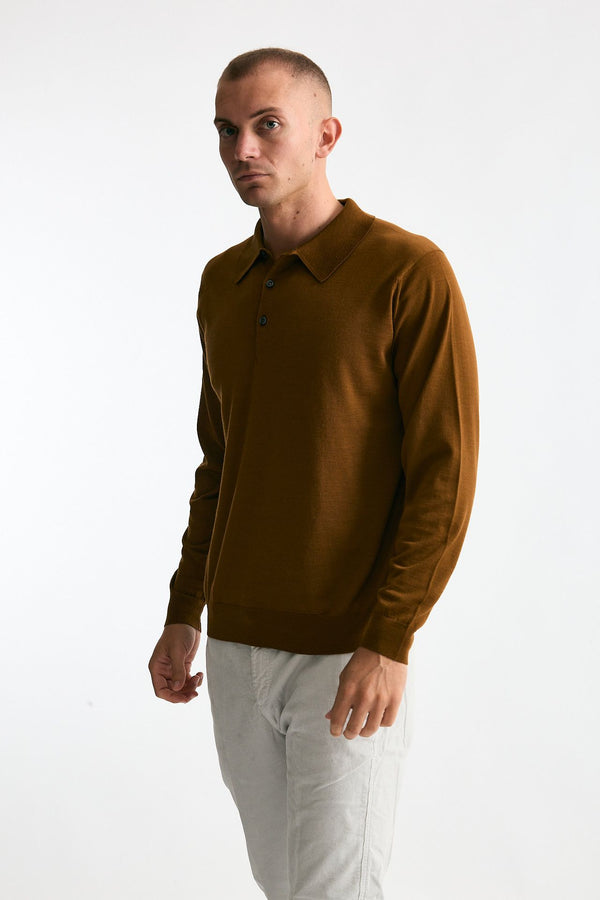 Polo KNOLL in lana ocra men John smedley