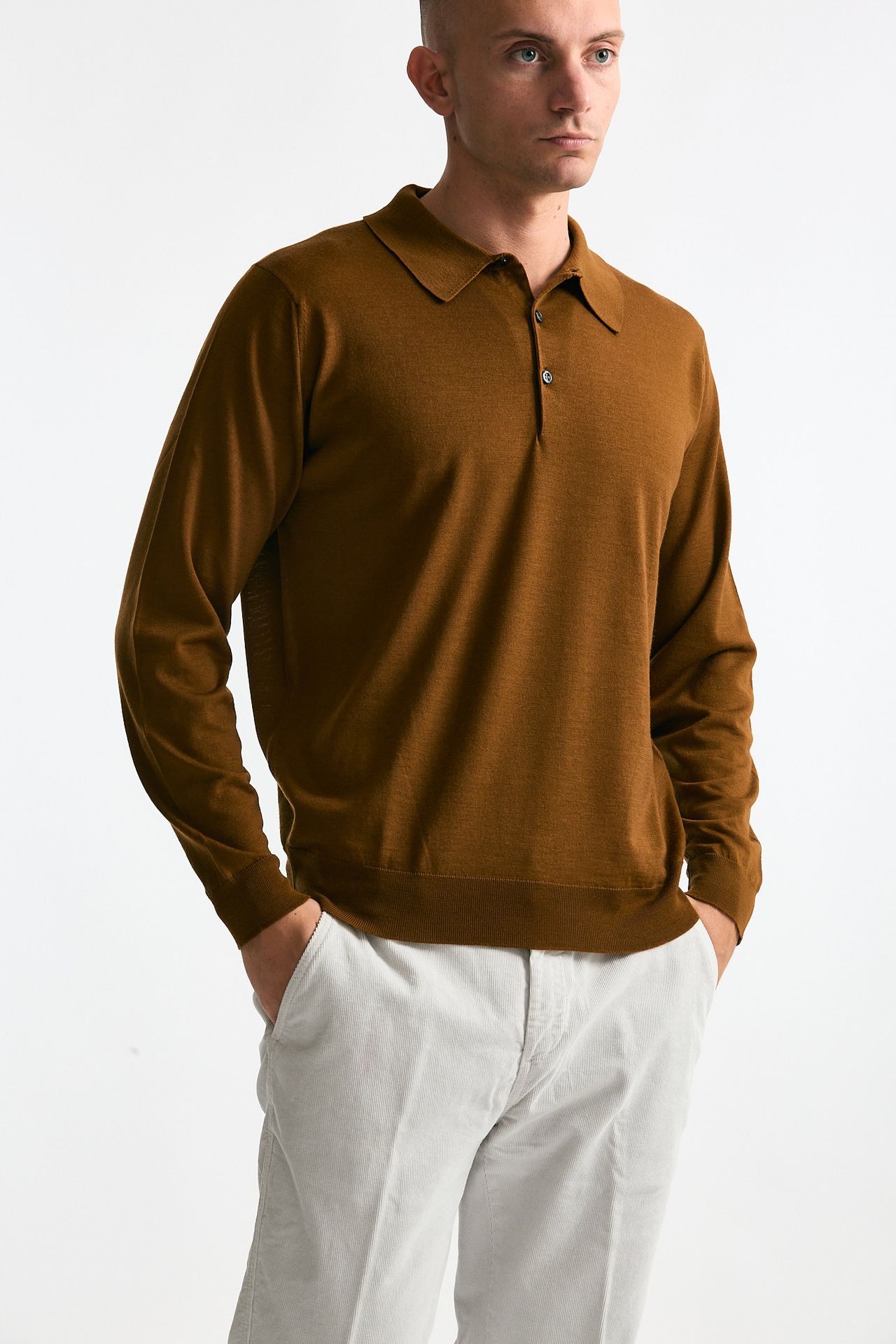 Polo KNOLL in lana ocra men John smedley - 4