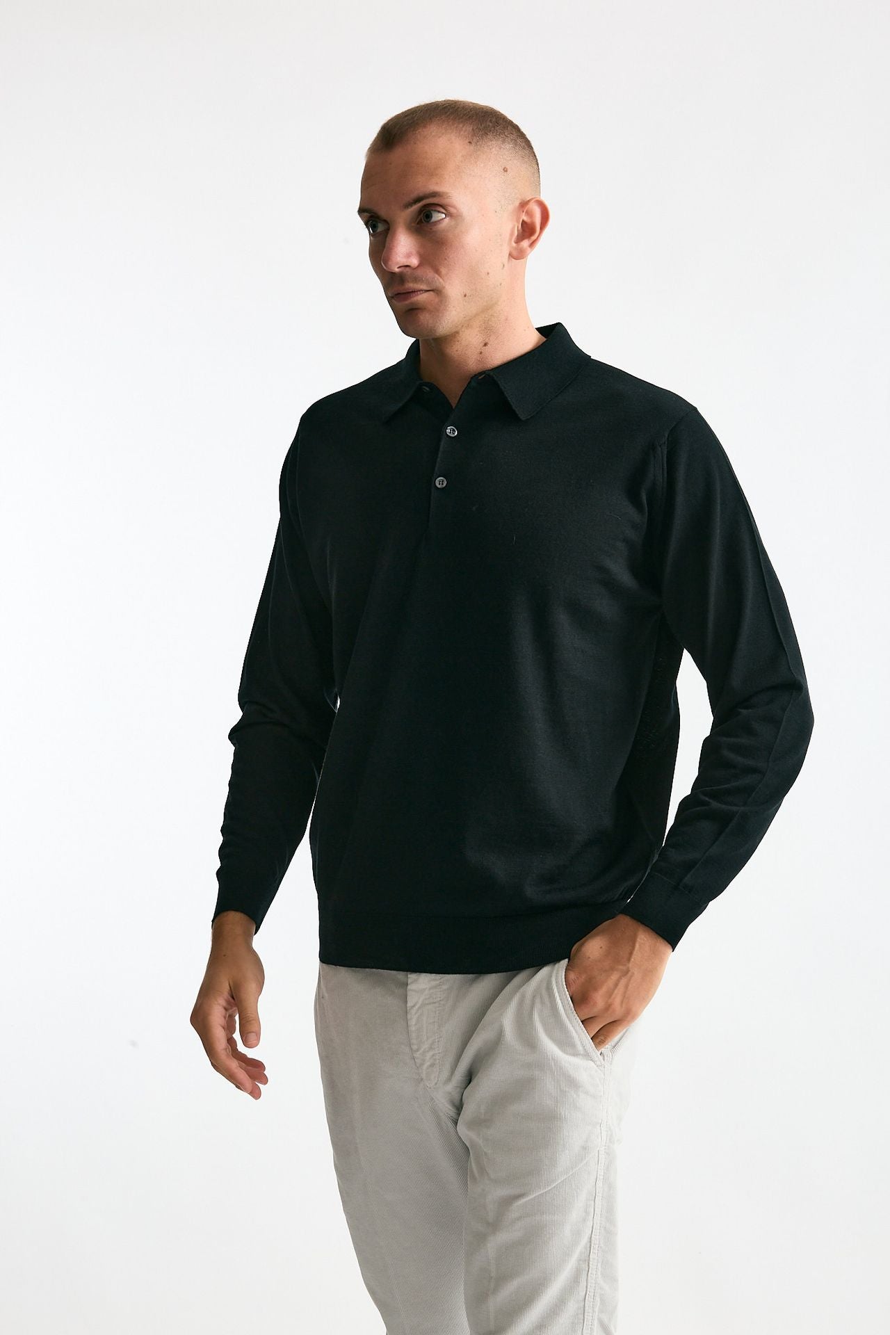Polo KNOLL in lana nero men John smedley - 2