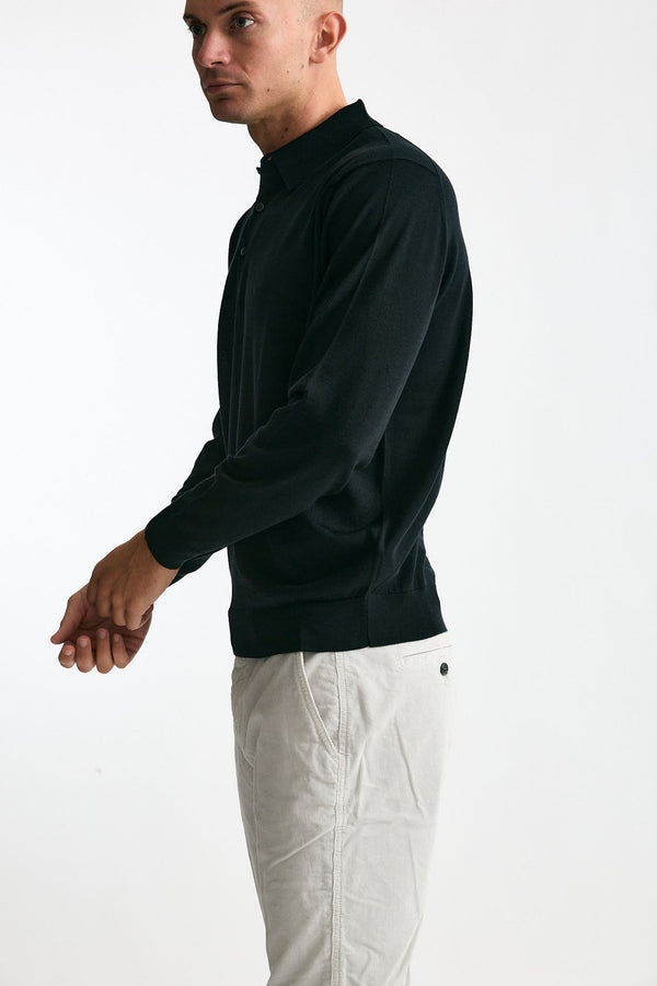 Polo KNOLL in lana nero men John smedley
