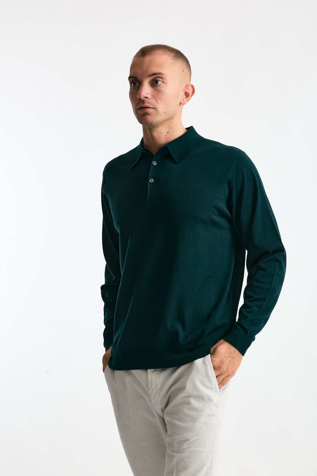 Polo KNOLL in lana verde bottiglia men John smedley - 2