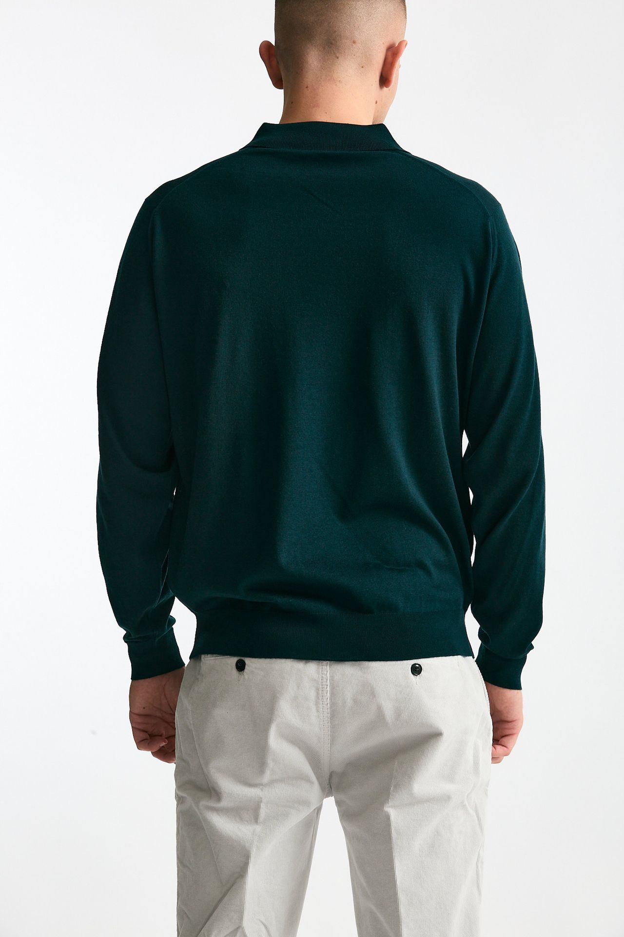 Polo KNOLL in lana verde bottiglia men John smedley - 4