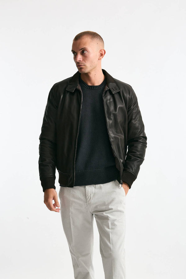 Giubbino NUVOLA in pelle martellata marrone men Stewart