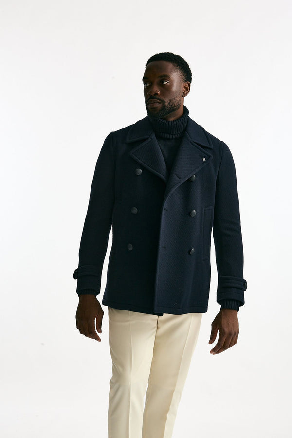 Peacoat in misto lana blu men Tagliatore