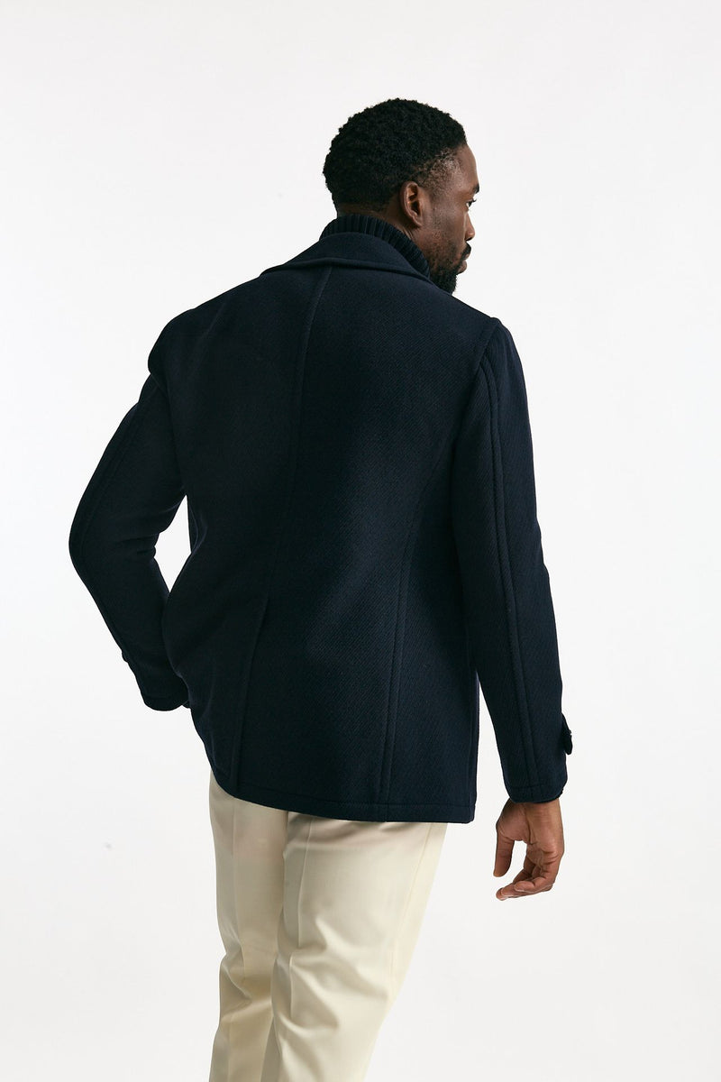 Peacoat in misto lana blu men Tagliatore - 3