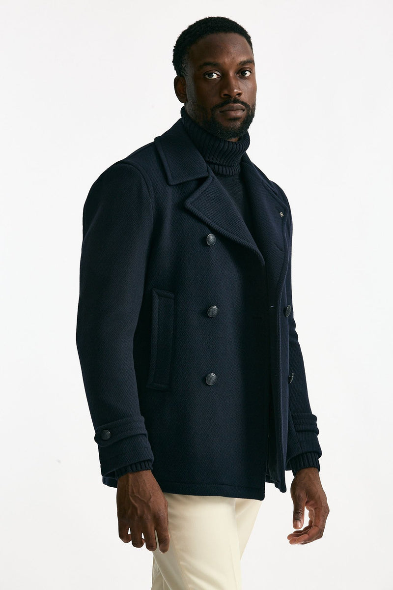 Peacoat in misto lana blu men Tagliatore - 4
