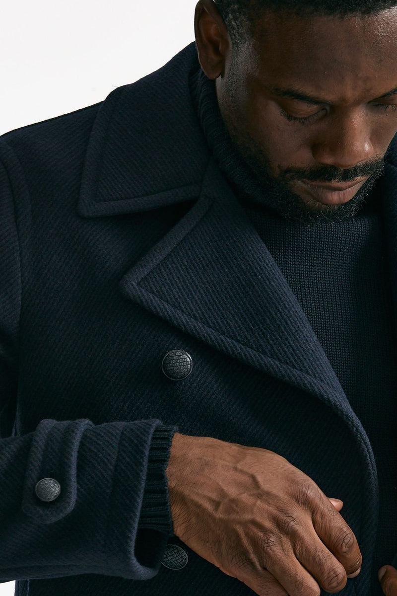 Peacoat in misto lana blu men Tagliatore - 5