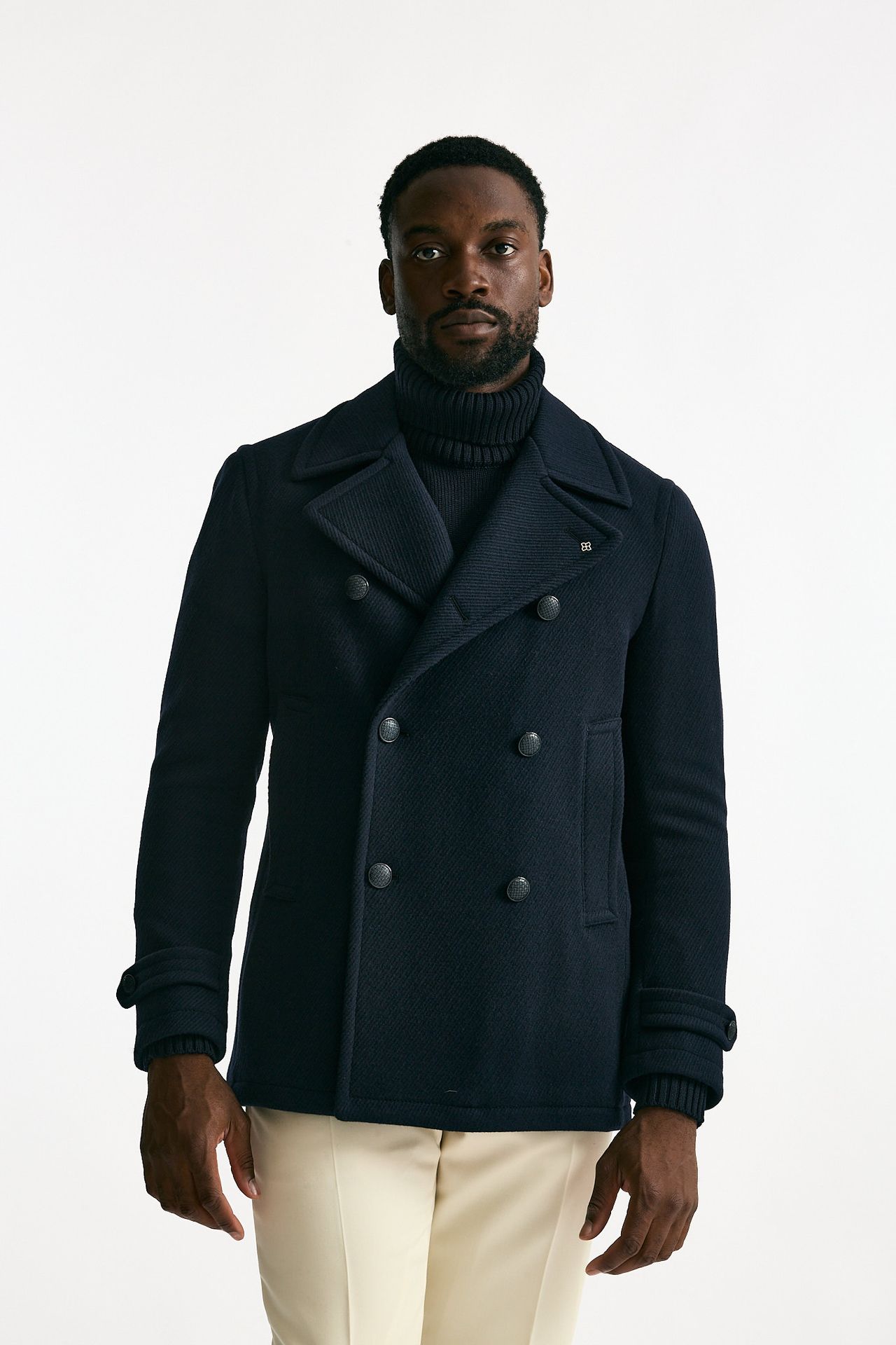 Peacoat in misto lana blu men Tagliatore - 7