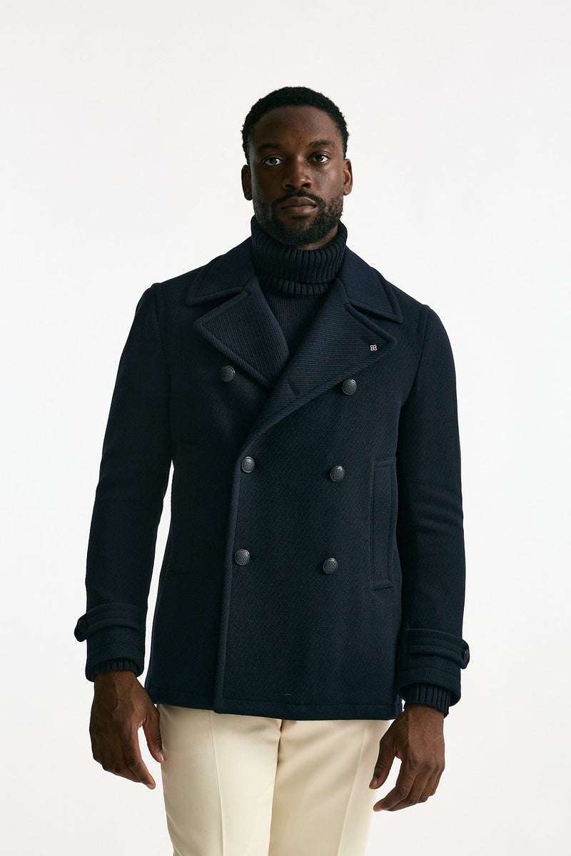 Peacoat in misto lana blu men Tagliatore - 7