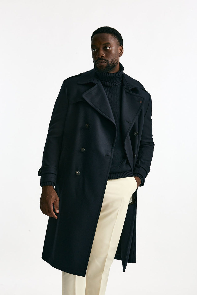 Trench doppiopetto in lana blu men Tagliatore - 2