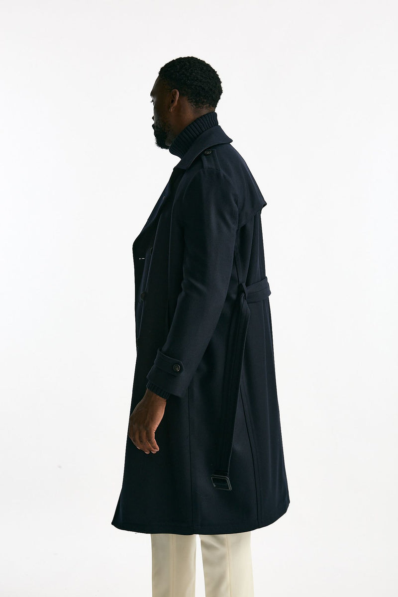 Trench doppiopetto in lana blu men Tagliatore - 3
