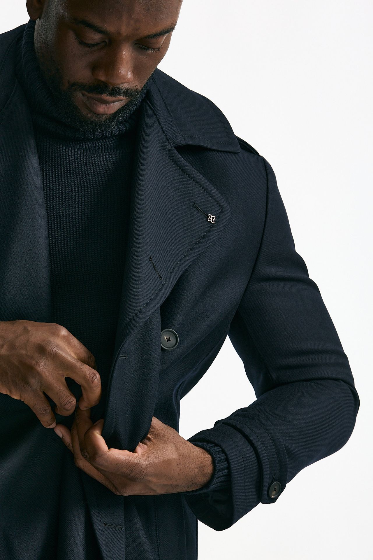 Trench doppiopetto in lana blu men Tagliatore - 6