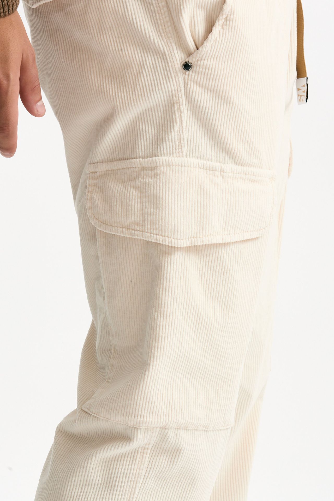Pantalone in velluto di cotone stretch panna men White sand - 3