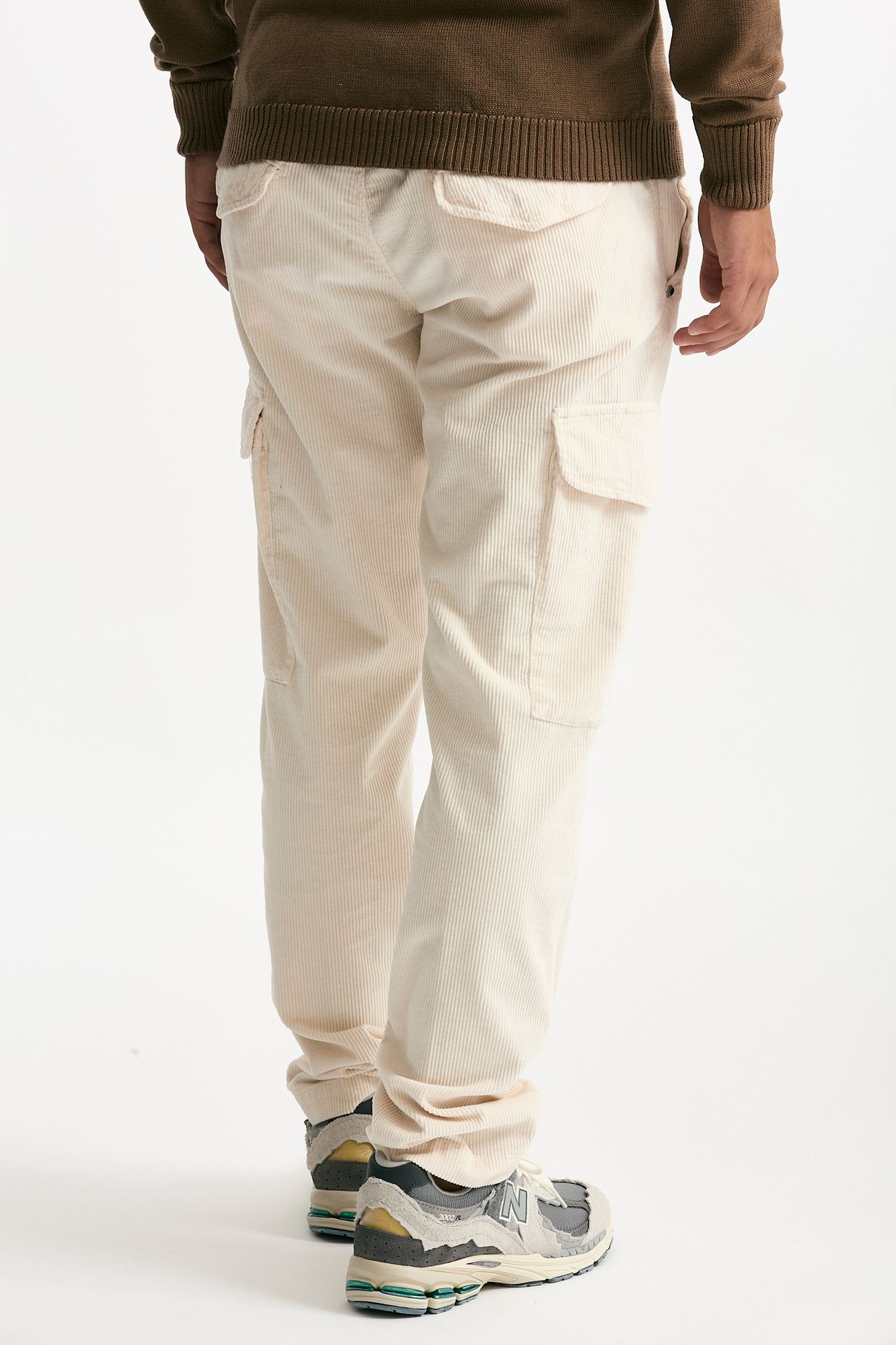 Pantalone in velluto di cotone stretch panna men White sand - 4