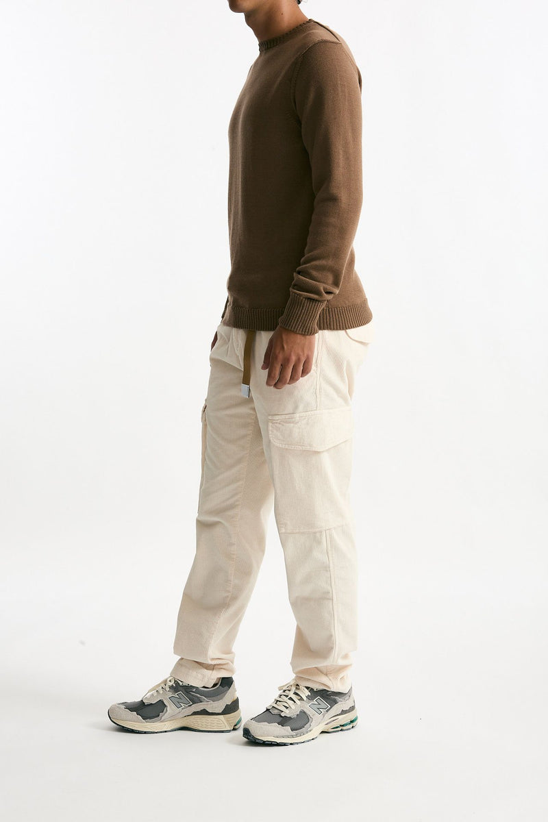 Pantalone in velluto di cotone stretch panna men White sand - 5