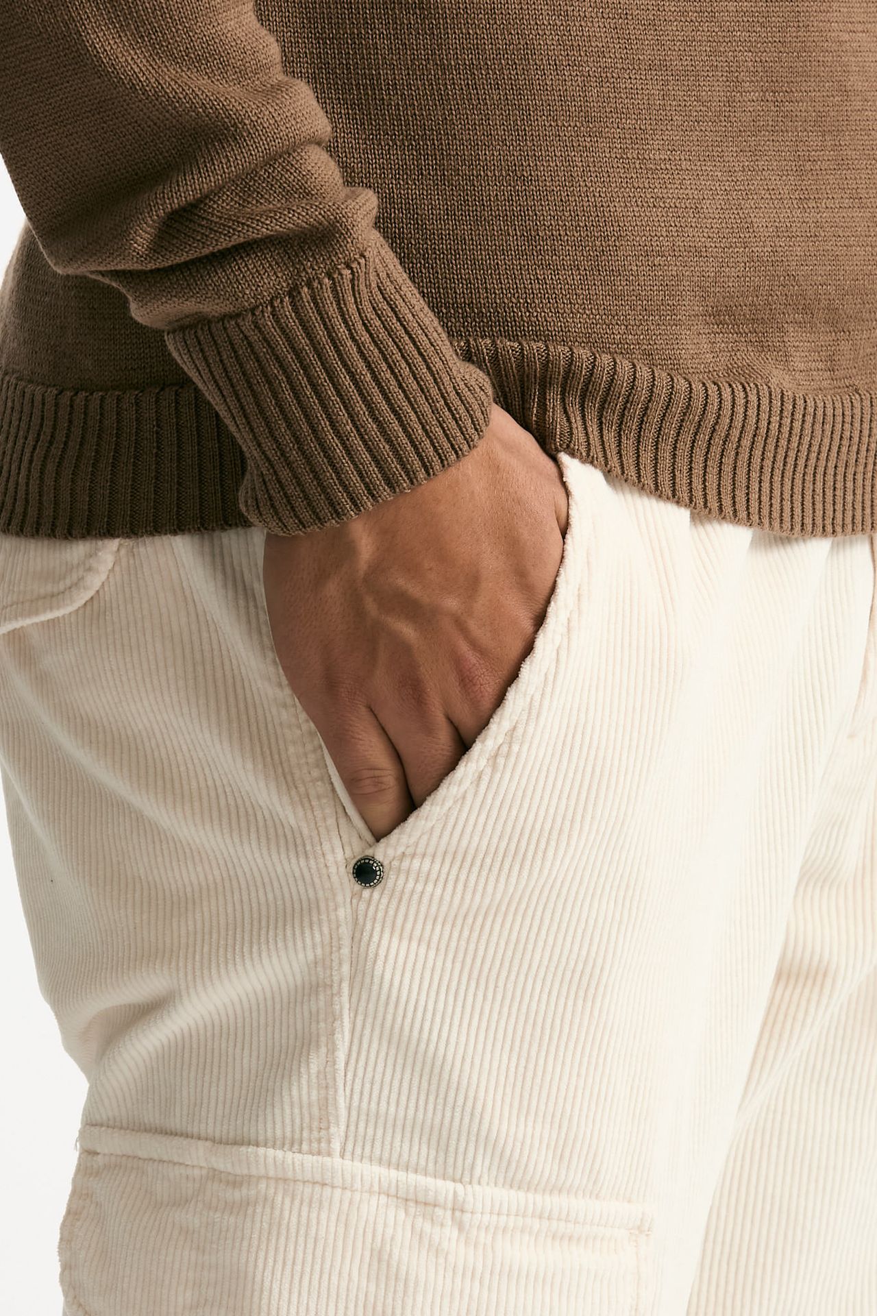 Pantalone in velluto di cotone stretch panna men White sand - 6