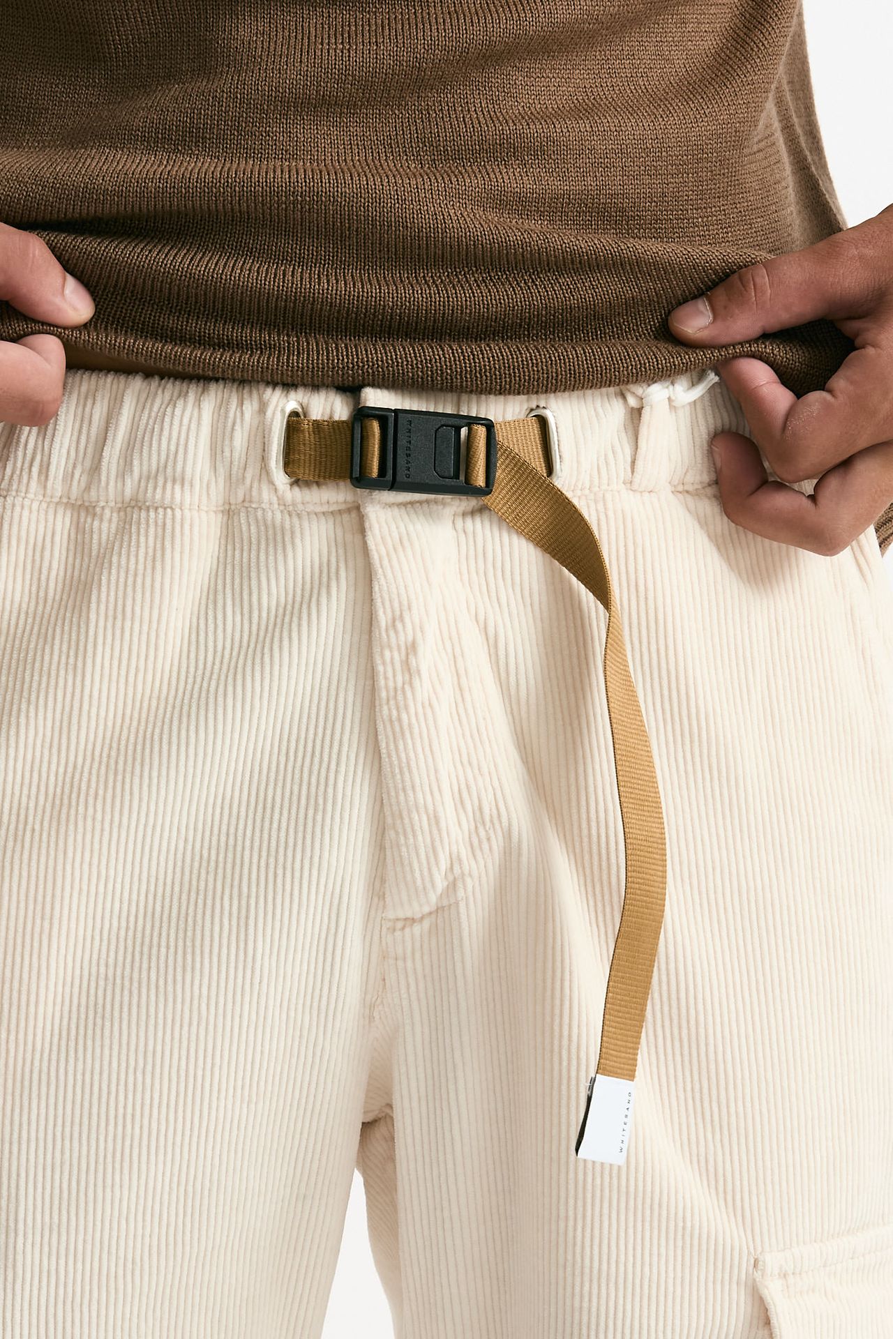 Pantalone in velluto di cotone stretch panna men White sand - 7