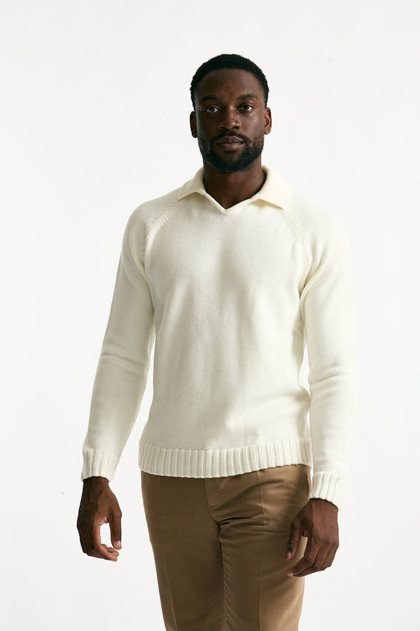 Maglia scollo V in lana bianco men Zanone