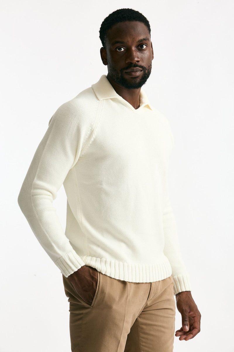 Maglia scollo V in lana bianco men Zanone - 4