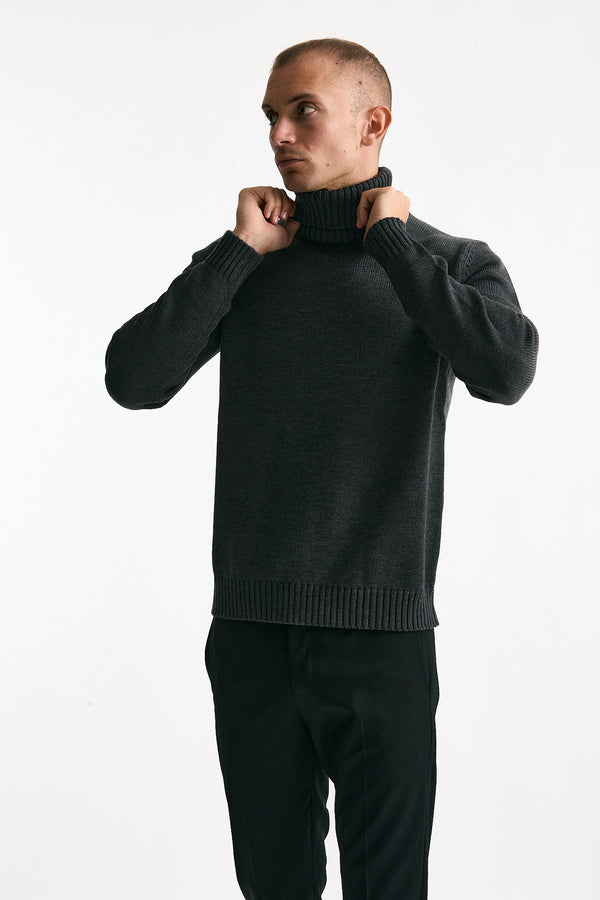 Dolcevita in lana grigio men Zanone