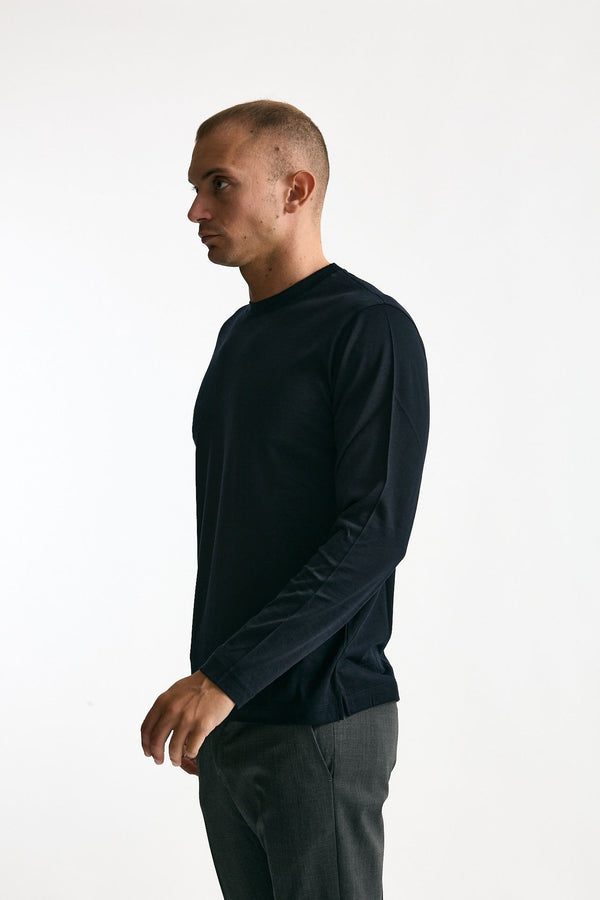 Maglia girocollo in lana blu men Zanone