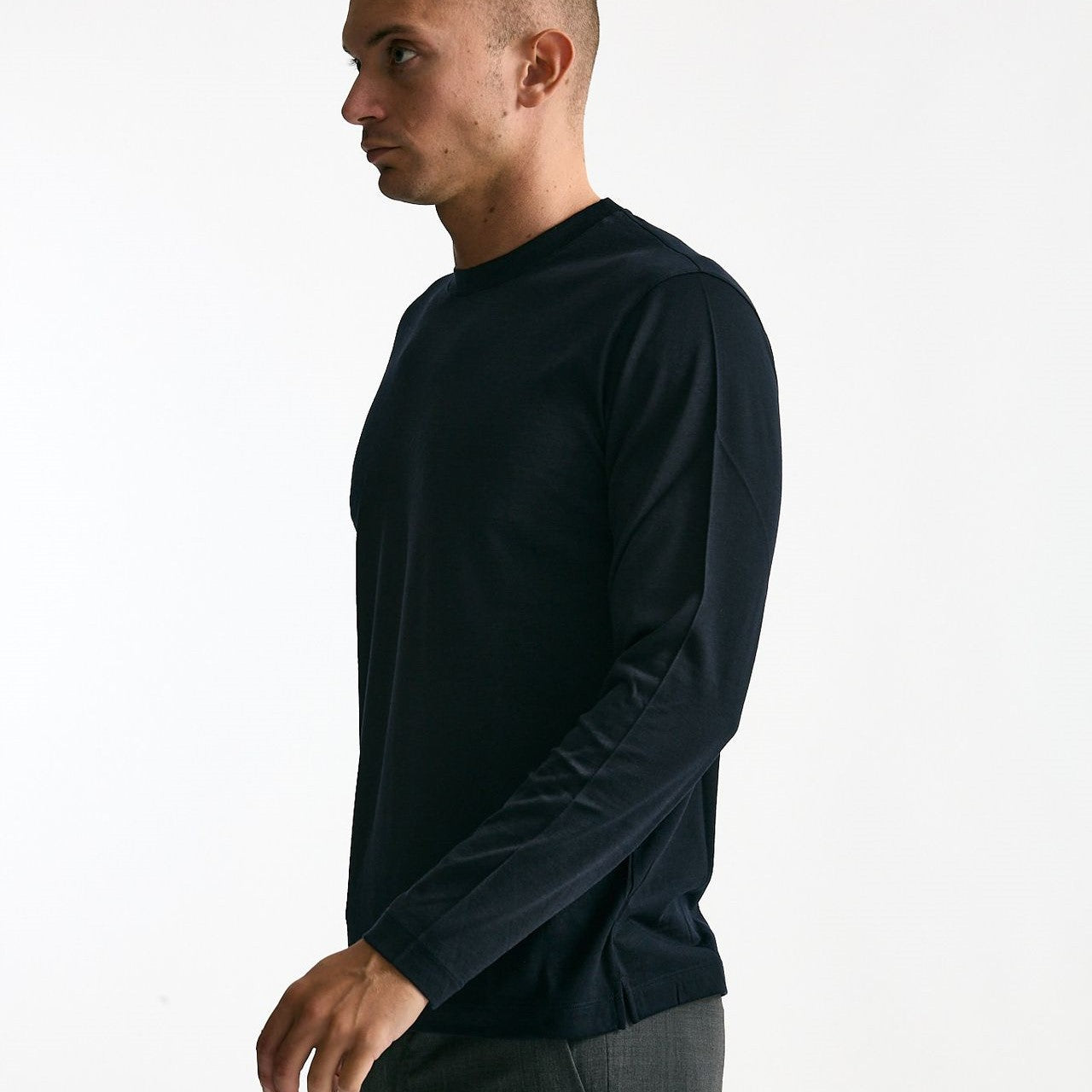 Maglia girocollo in lana blu men Zanone - 6