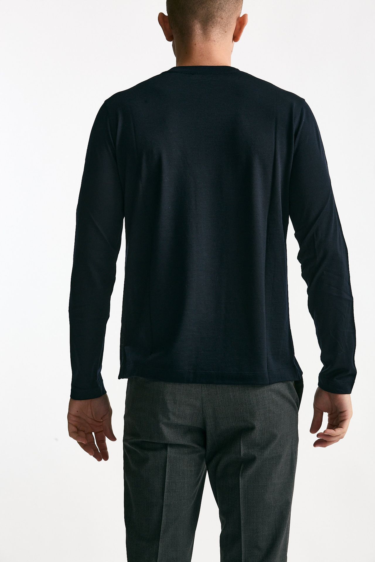 Maglia girocollo in lana blu men Zanone - 3