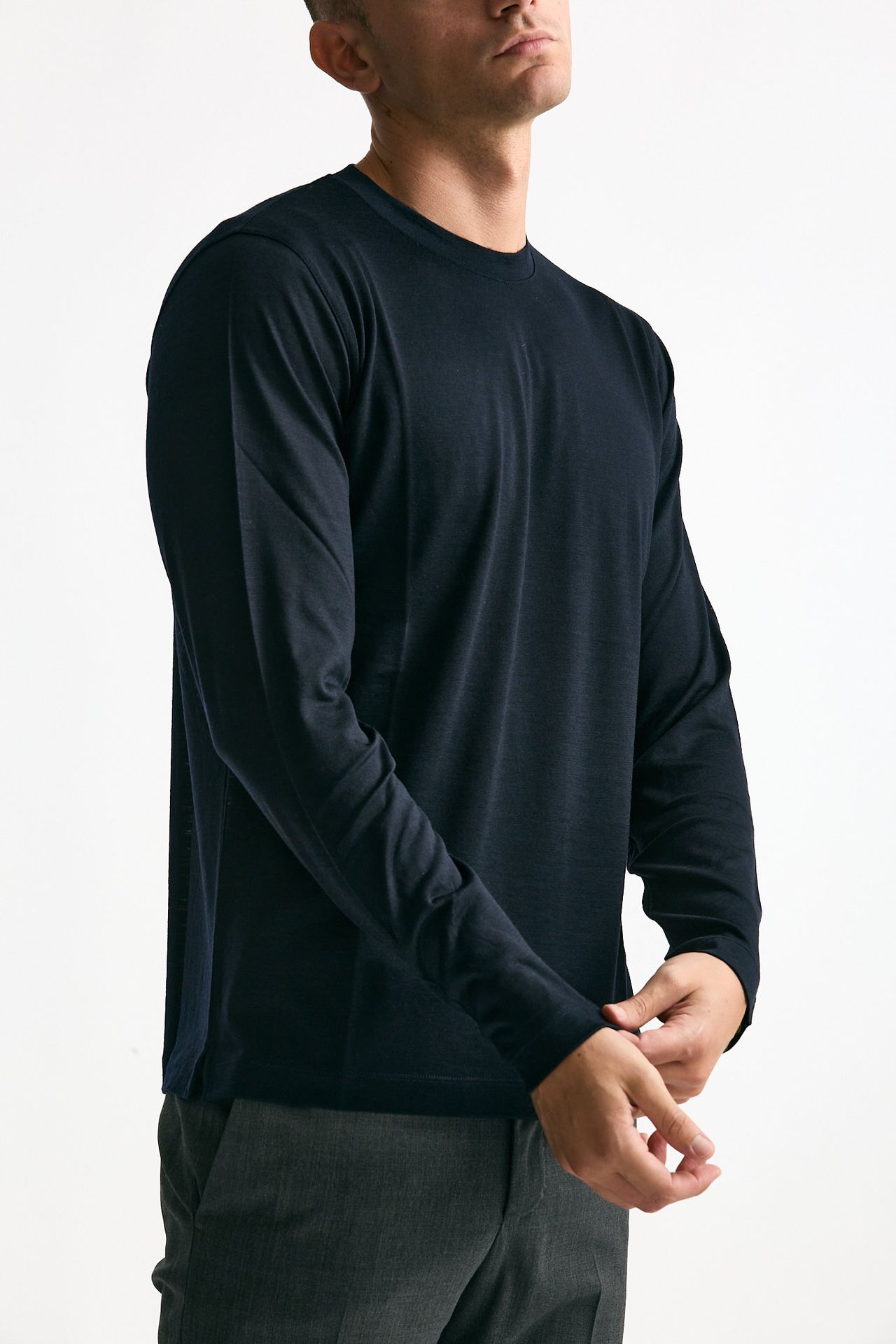 Maglia girocollo in lana blu men Zanone - 4