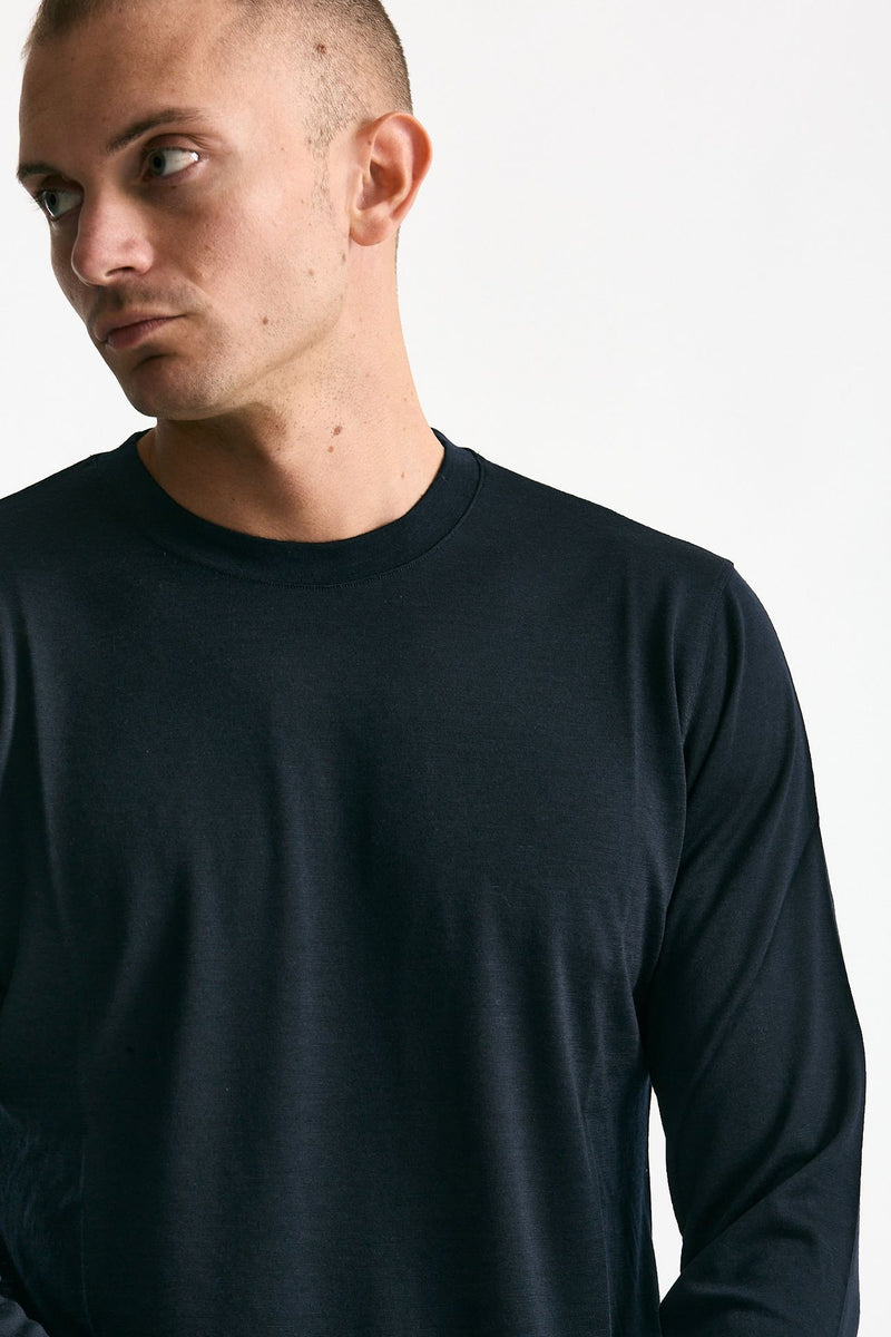 Maglia girocollo in lana blu men Zanone - 5