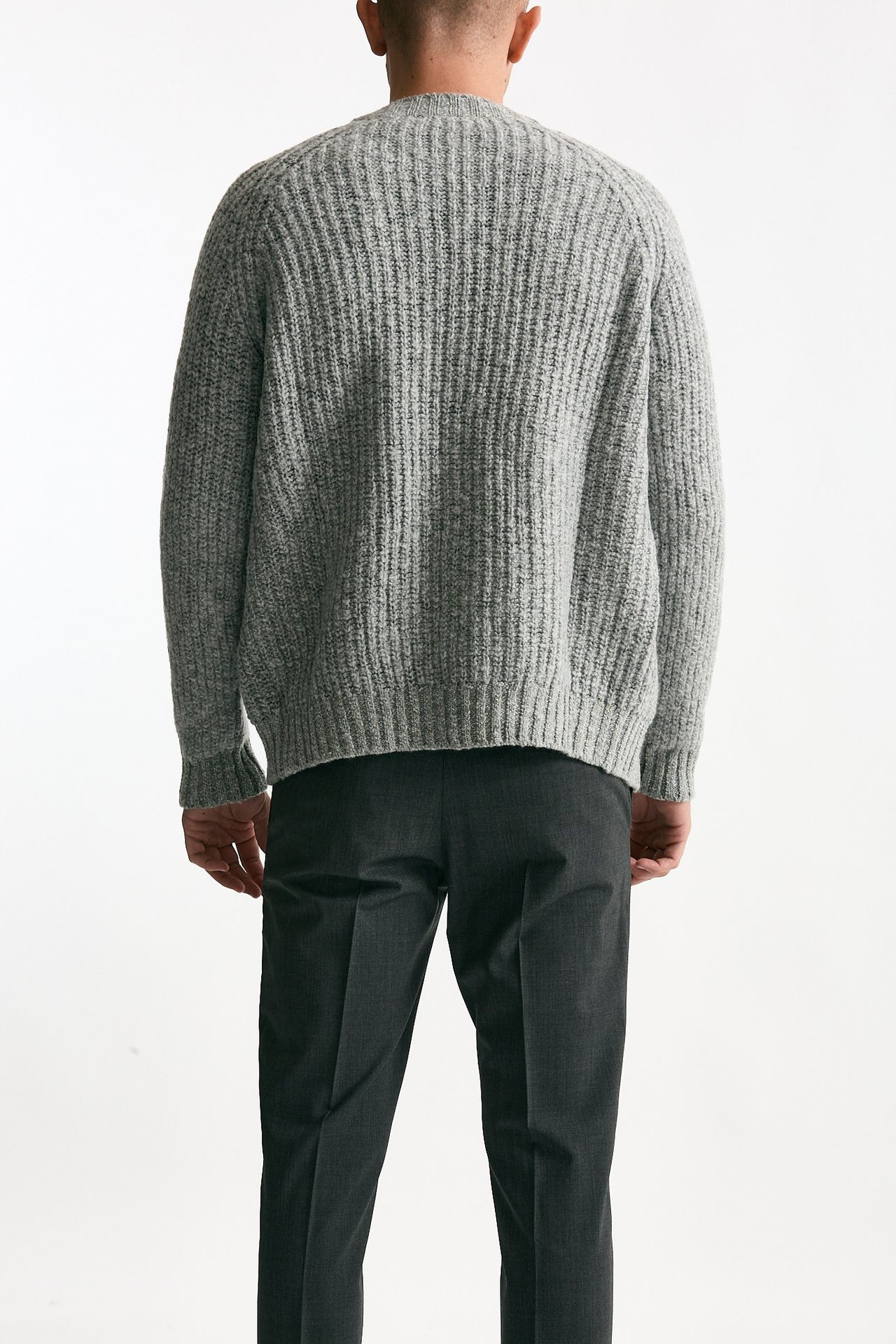 Cardigan a coste in lana grigio chiaro men Zanone - 3