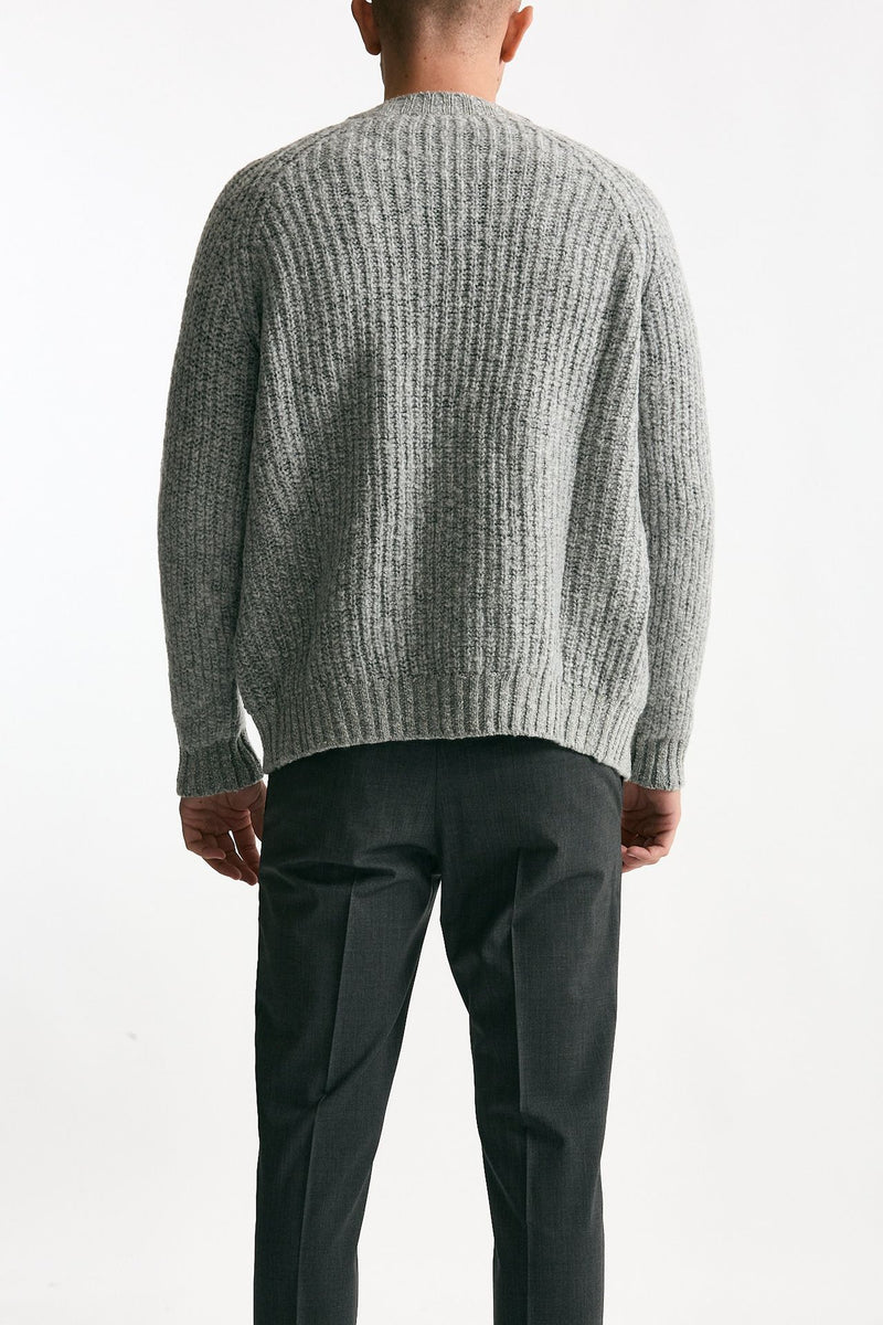 Cardigan a coste in lana grigio chiaro men Zanone - 3