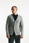 Cardigan a coste in lana grigio chiaro men Zanone - 5