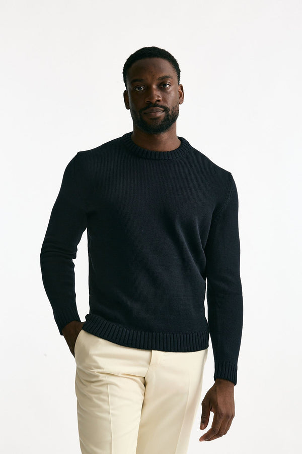 Maglia girocollo in lana blu men Zanone