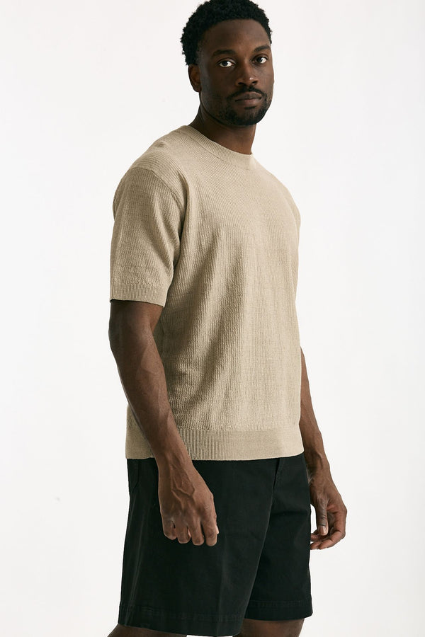 T shirt in lino e poliammide beige men Atomo factory