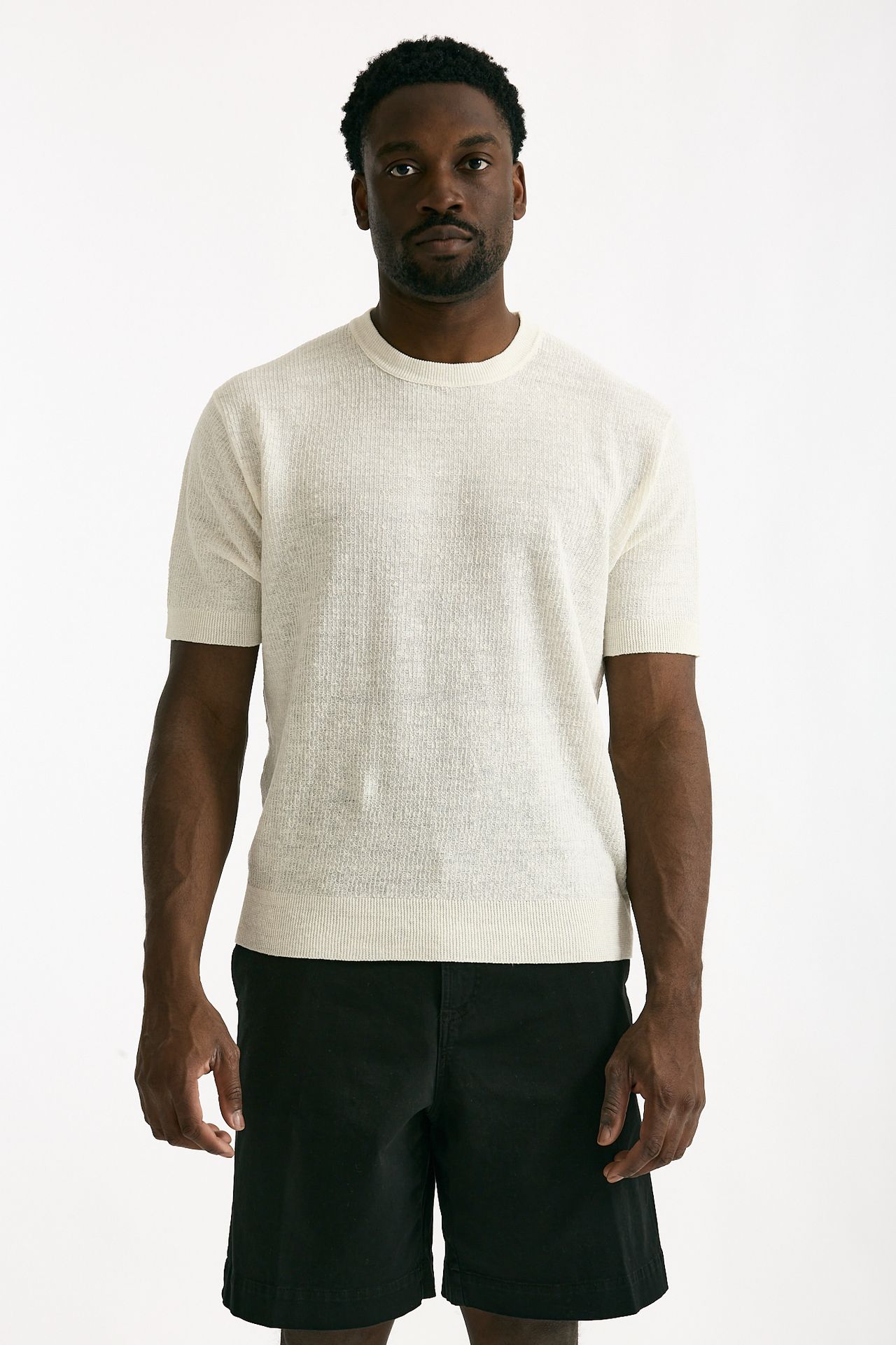 T shirt in lino e poliammide bianco men Atomo factory - 1