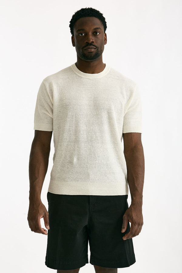 T shirt in lino e poliammide bianco men Atomo factory