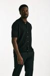 Polo camicia in lino e poliammide nero men Atomo factory - 4