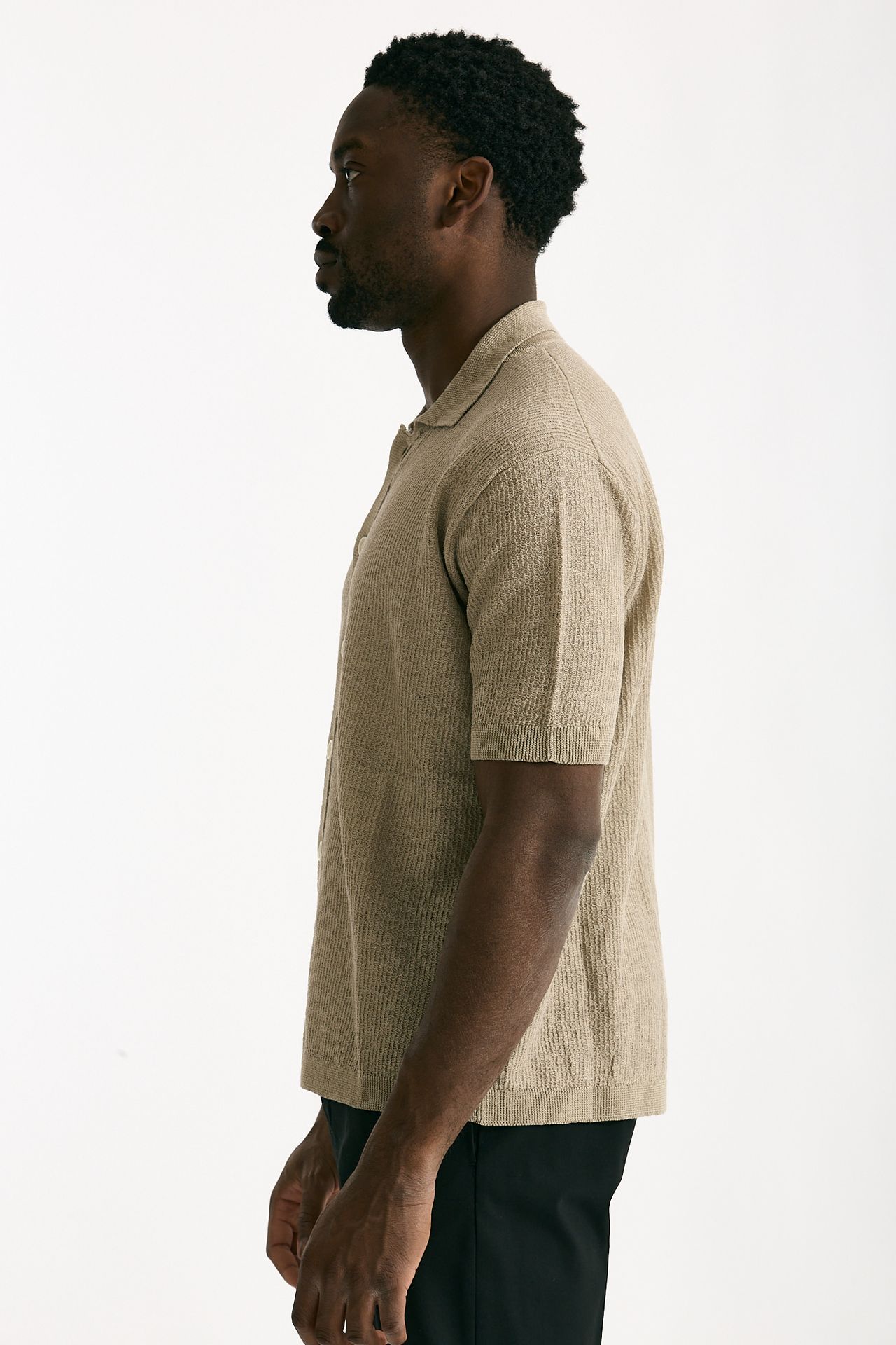 Polo camicia in lino e poliammide beige men Atomo factory - 3