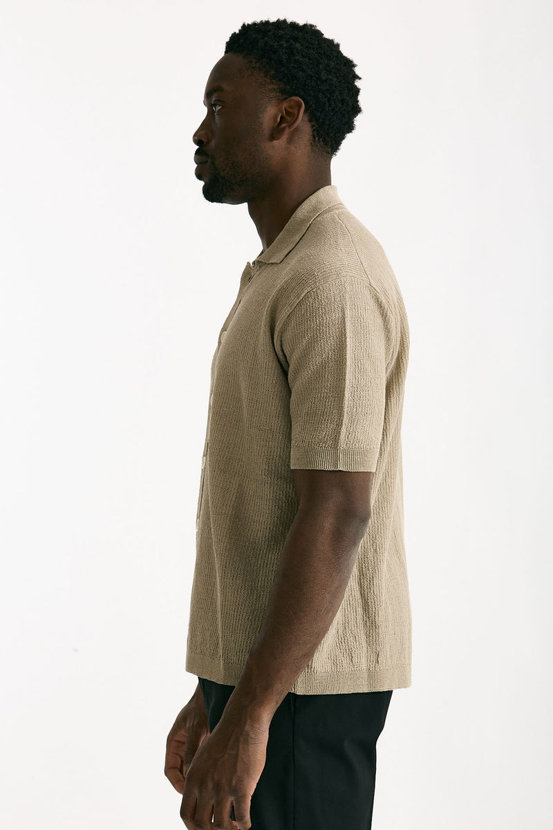 Polo camicia in lino e poliammide beige men Atomo factory - 3