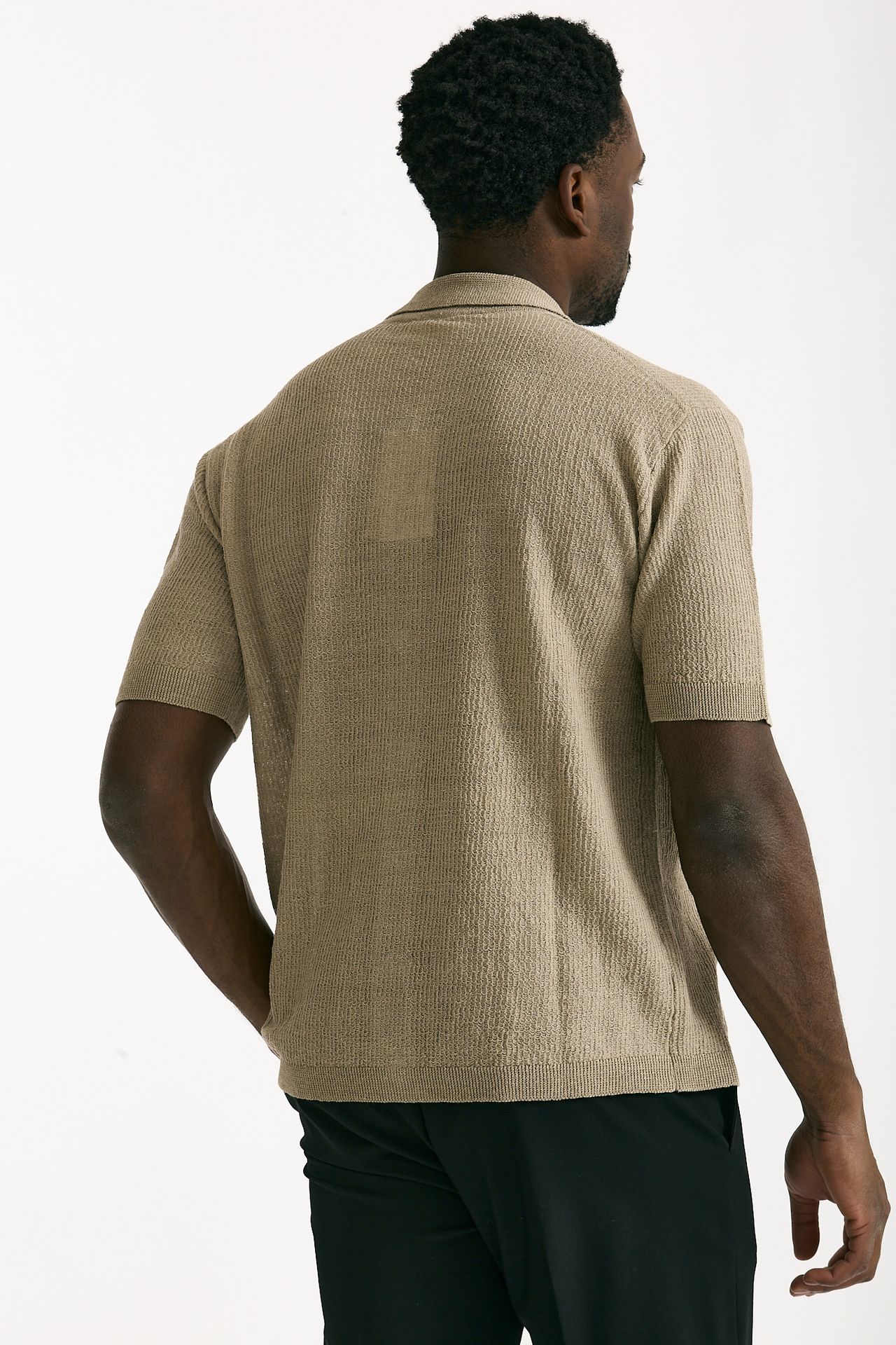 Polo camicia in lino e poliammide beige men Atomo factory - 4