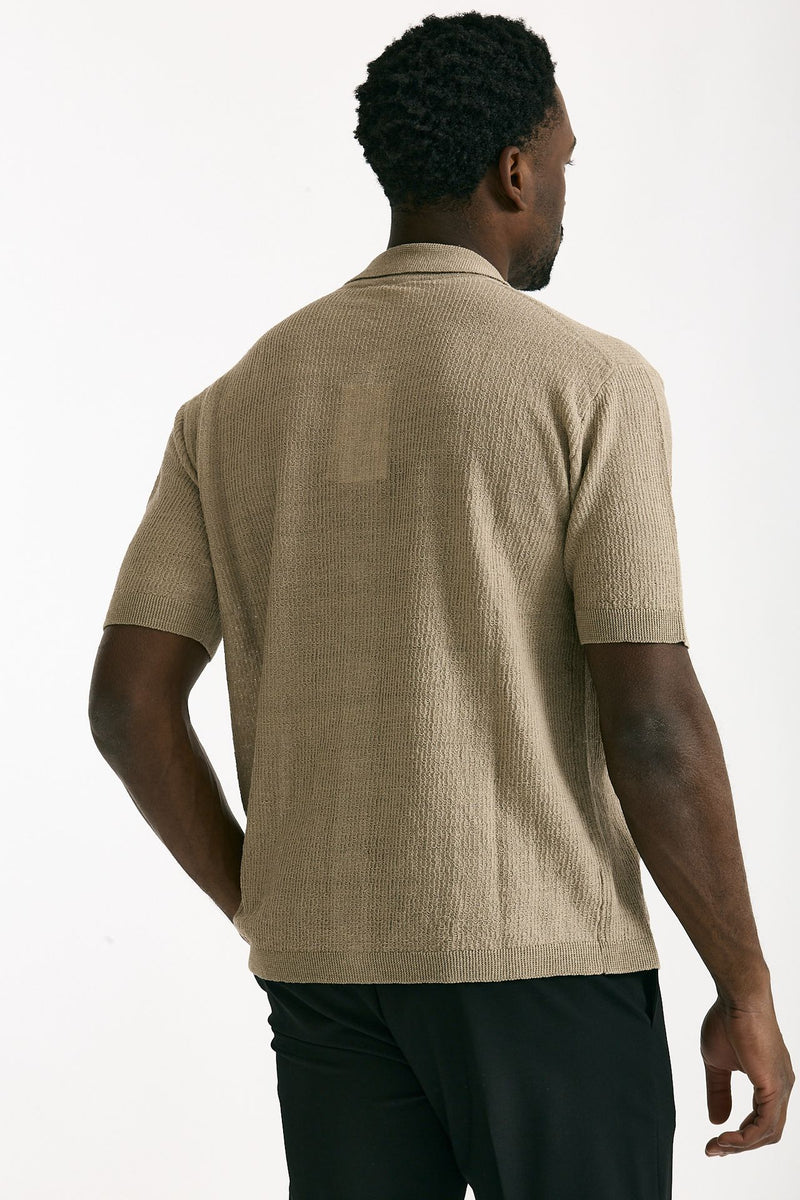 Polo camicia in lino e poliammide beige men Atomo factory - 4