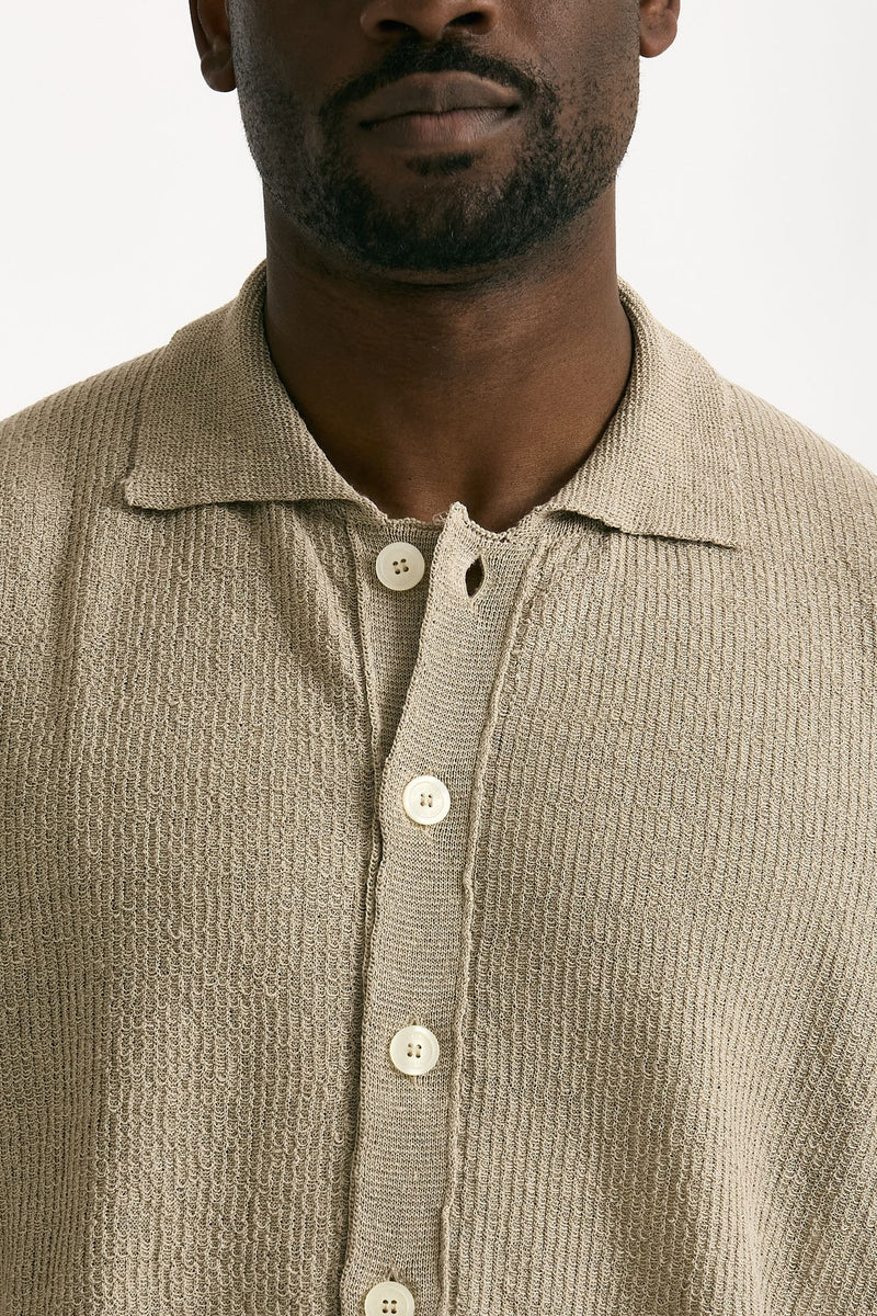 Polo camicia in lino e poliammide beige men Atomo factory - 5
