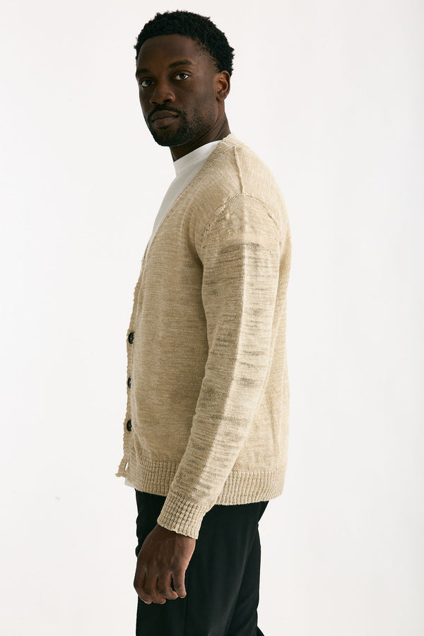 Cardigan in lino e poliestere beige malfile’ men Atomo factory