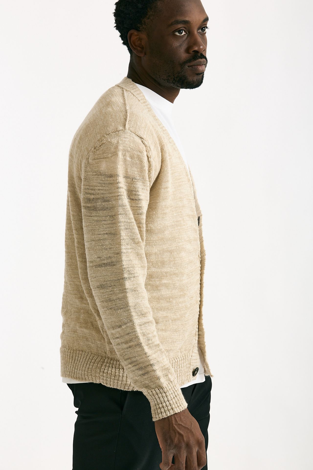 Cardigan in lino e poliestere beige malfile’ men Atomo factory - 4